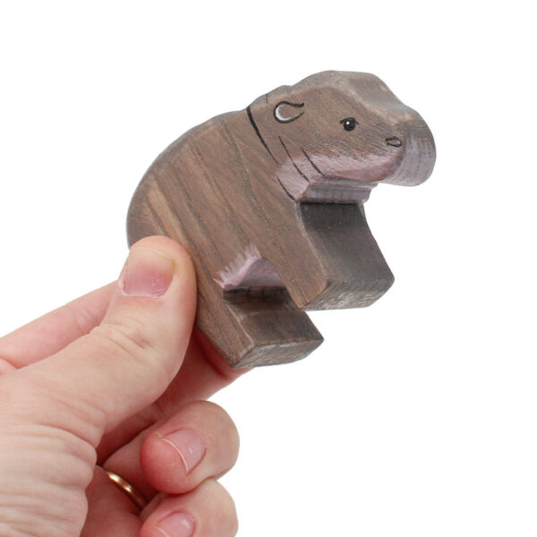Baby Hippo Wooden Figure In Hand by Good Shepherd Toys