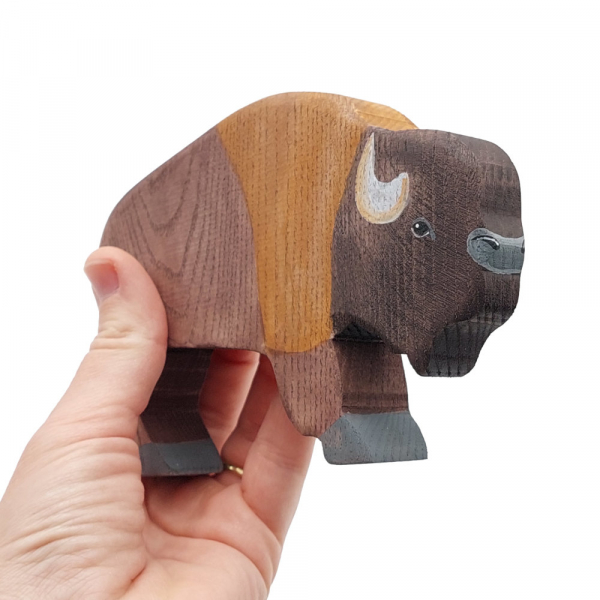 American Bison Wooden Figure in Hand - by Good Shepherd Toys