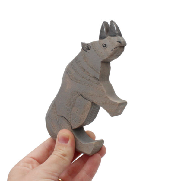 Black Rhino Wooden Figure in Hand - by Good Shepherd Toys