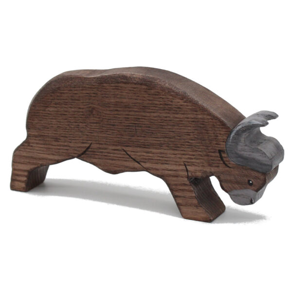 Buffalo Charging Wooden Figure - by Good Shepherd Toys