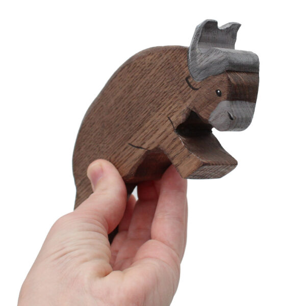 Buffalo Charging Wooden Figure in Hand - by Good Shepherd Toys