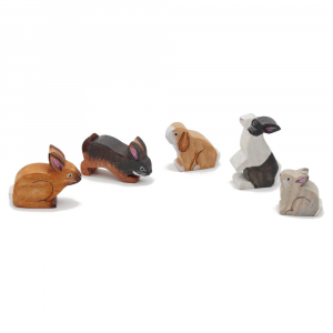 Five Wooden Rabbits Set