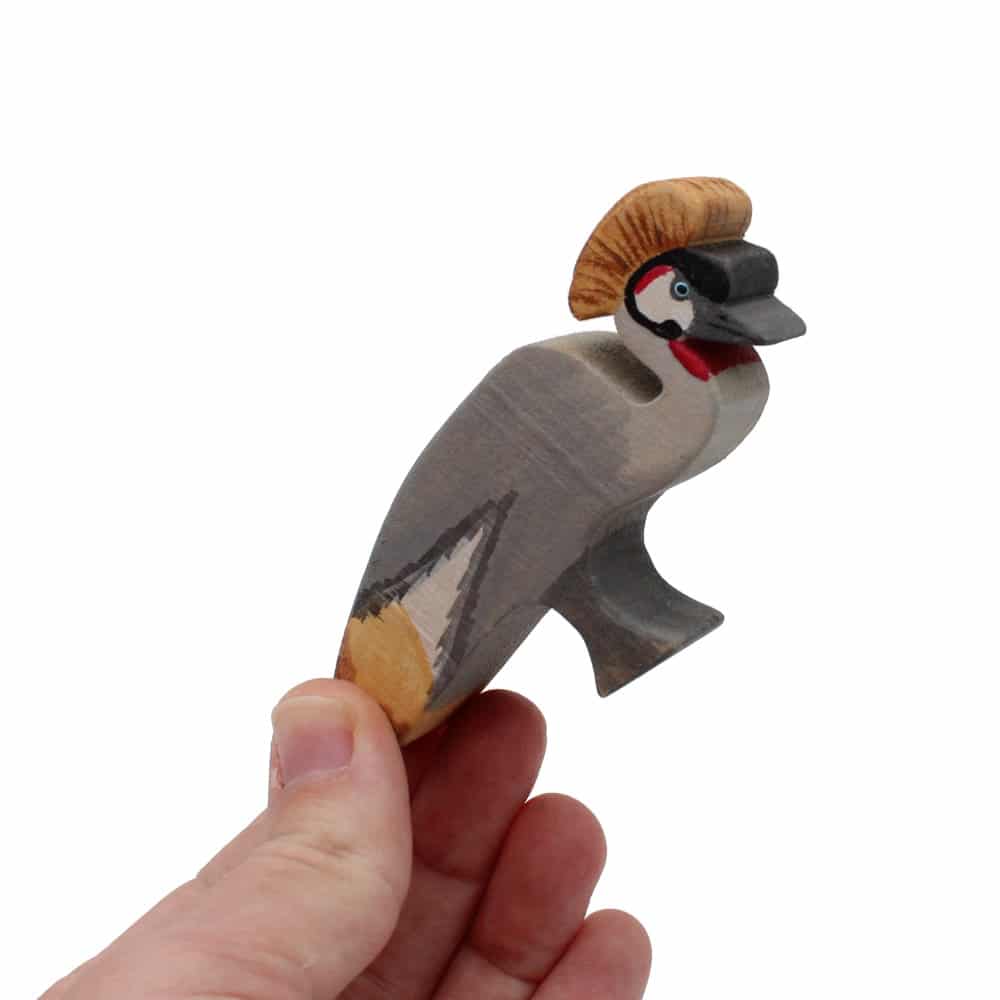 Crowned Crane In Hand Wooden Figure