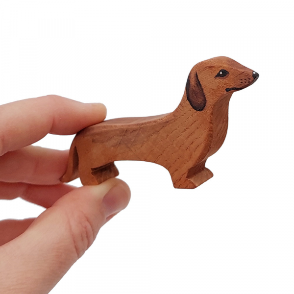 Dachshund wooden dog in Hand by Good Shepherd Toys