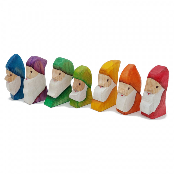 Seven Shaped Wooden Dwarves Front - by Good Shepherd Toys