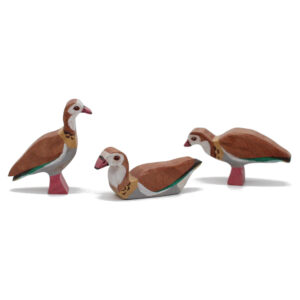 Three Egyptian Geese Trio Wooden Figures
