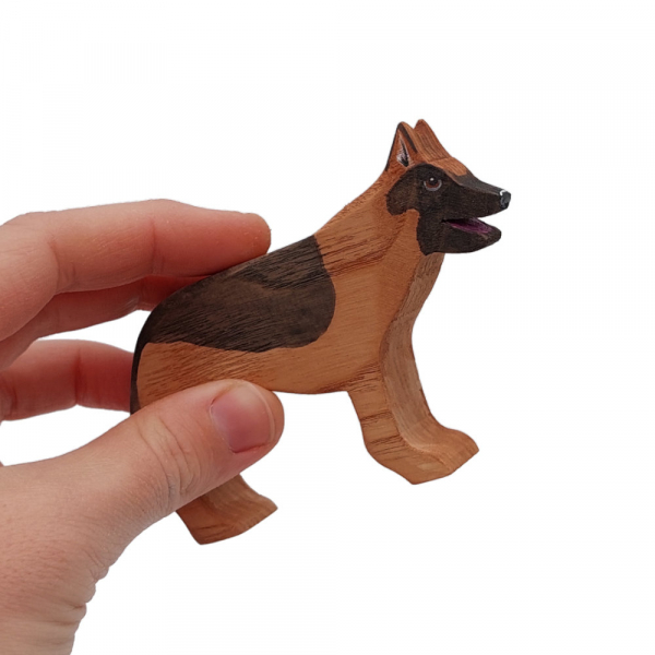 German shepherd wooden dog in hand by Good Shepherd Toys