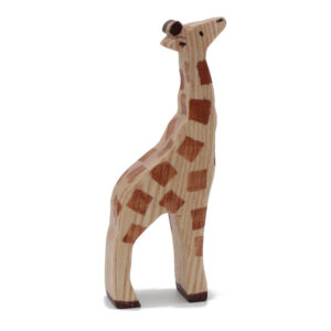 Giraffe Looking Up Wooden Figure