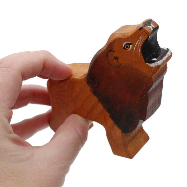 Lion Roaring Wooden Figure in Hand - by Good Shepherd Toys