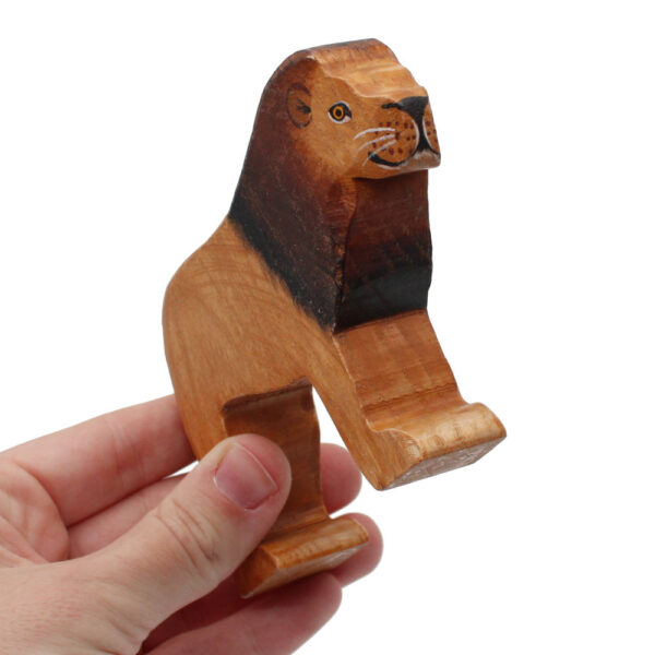 Lion Standing Wooden Figure in Hand by Good Shepherd Toys