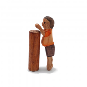 Little Boy on Tiptoe Wooden Figure