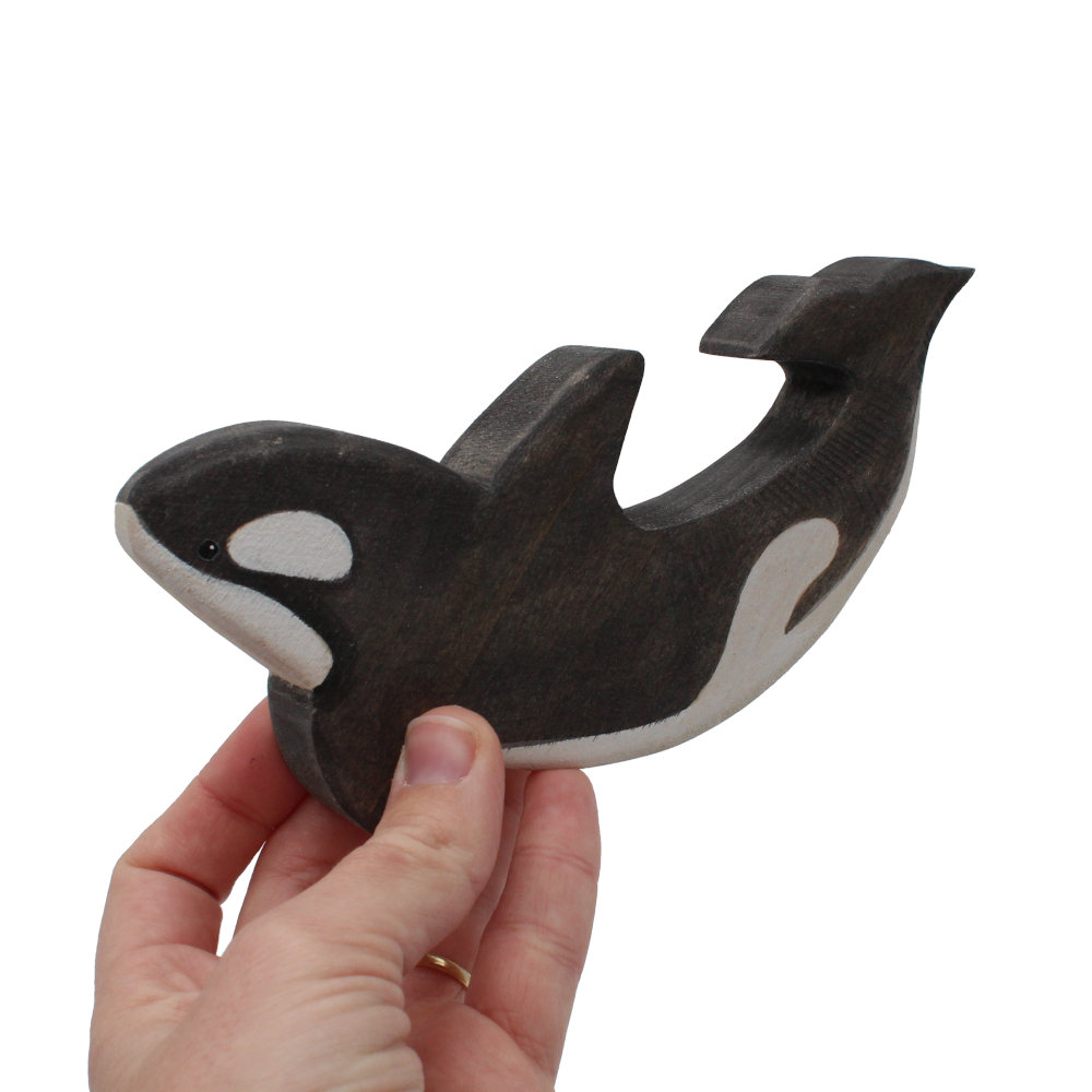 Breaching Orca In Hand Wooden Figure