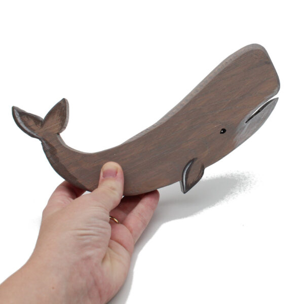 Sperm Whale Wooden Figure in Hand