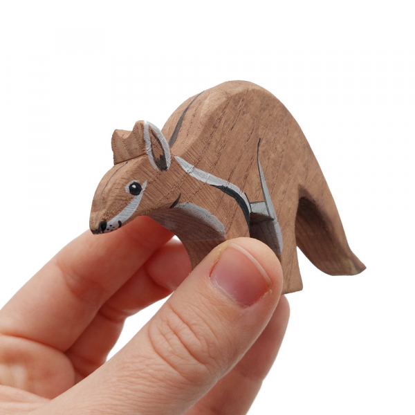 Bridled Nailtail Wallaby Wooden Figure in Hand - by Good Shepherd Toys
