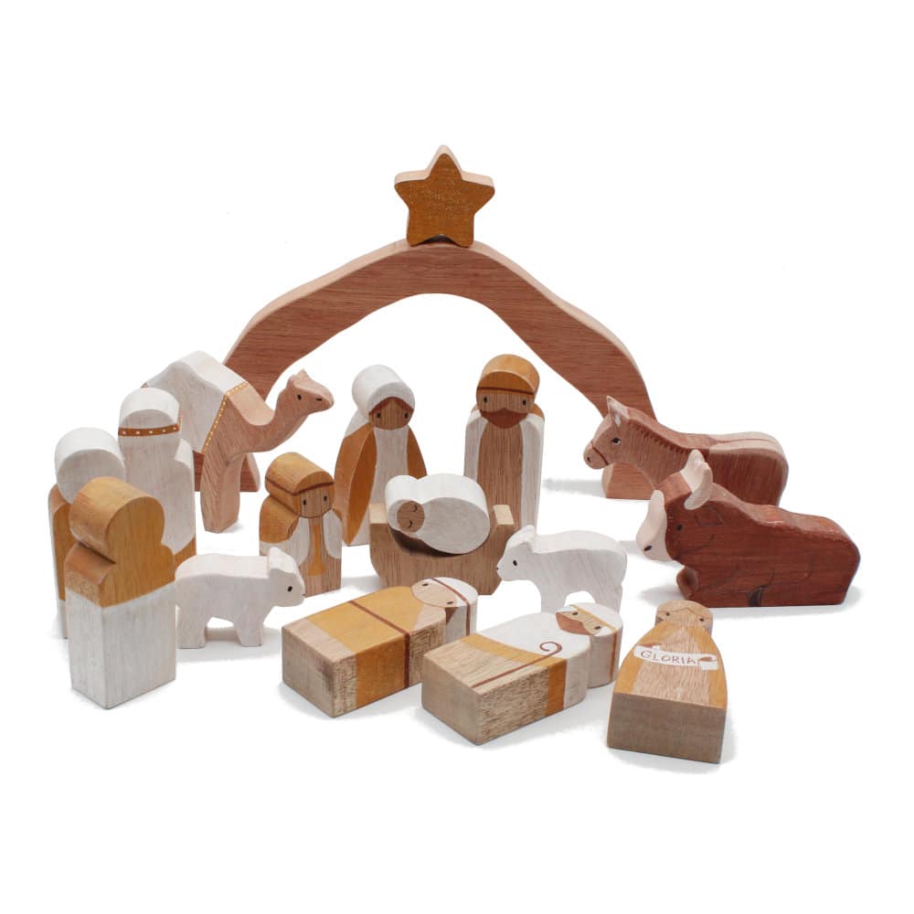 Nativity Set in White and Gold